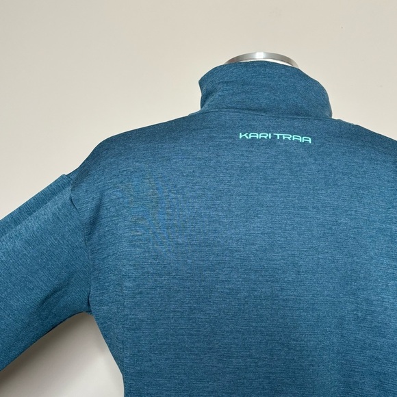 Kari Traa Blue and Red-Orange Fleece Mid Layer Quarter-zip Top, XL - Picture 10 of 12